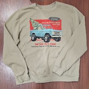 Ford Men's Beige Graphic Crewneck Sweater